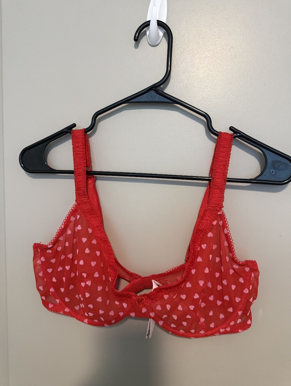 Red Heart Print Underwire Bra - Women Intimates